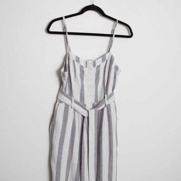 Rails Harper Jumpsuit Laguna Stripe Linen Blend Cropped Length Medium - Picture 4 of 9